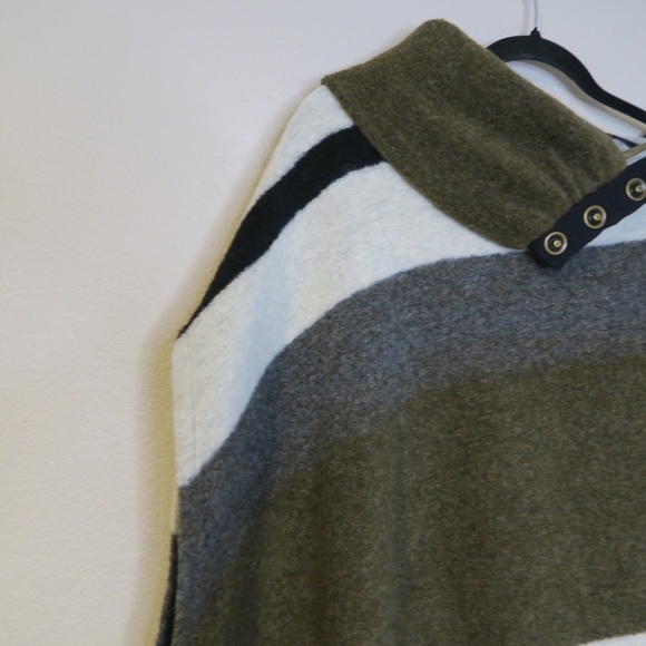 Anthropologie Tabitha Transverse Poncho Striped Wool Blend Colorblock Boho - Picture 4 of 10